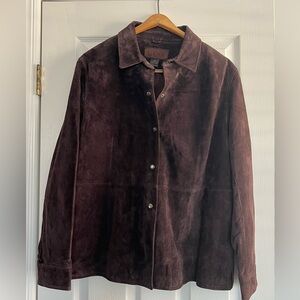 Women's Brown Suede Button-Front Jacket